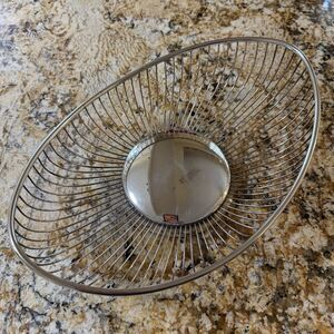 Vintage Silver Plated Wire Bread Fruit Oval Basket Raimond Italy Retro